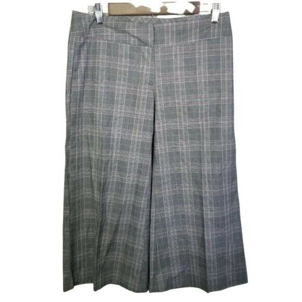 Ny Invasion Womens Size 5 Gray  Plaid Wide Leg Capri Pants